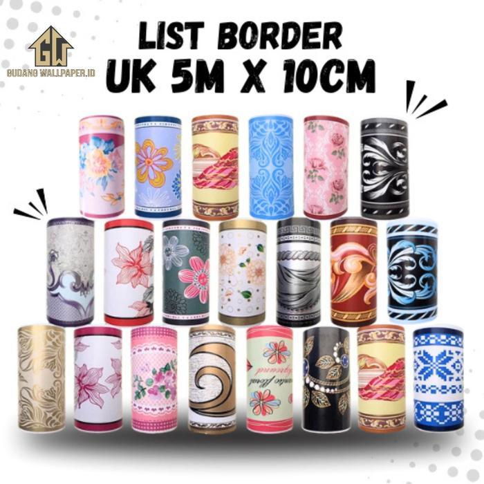Border List 10cm x 10m List Border Stiker Motif Bunga Wallpaper Border List Premium / Gudang