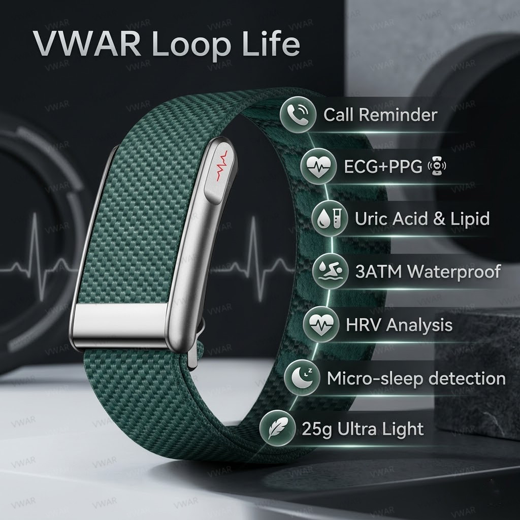 VWAR Ultra-Light Fitness Tracker Uric Acid Blood lipids Smart Bracelet ECG Blood Pressure Call