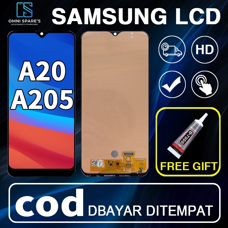 PREMIUM LCD SAMSUNG A20 /A205 FULLSET ORIGINAL LAYAR HP TOUCHSCREEN ASLI