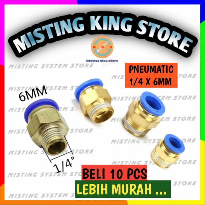 FITTING PNEUMATIC MALE 1/4 X 6MM DRAT LUAR 12.7MM KONEKTOR SLIP LOCK