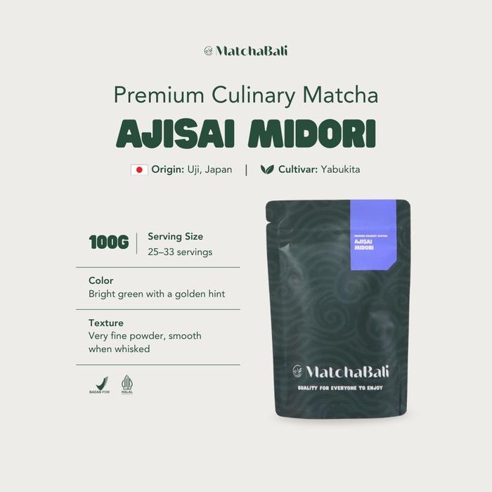Japanese Premium Culinary Matcha Powder 100G Bubuk Minuman Matcha - Ajisai Midori By Matcha Bali Tbk