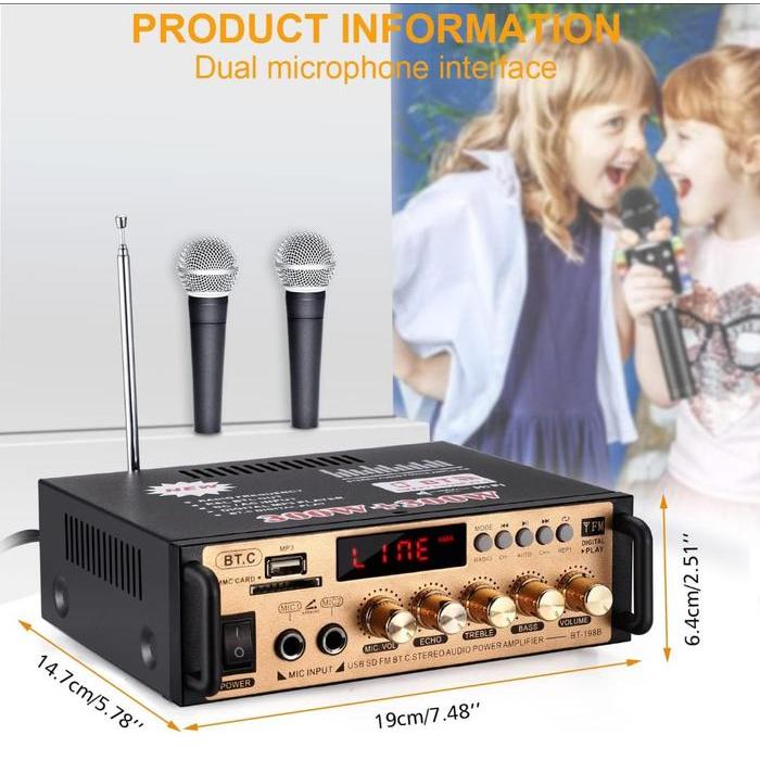 Amplifier Karaoke Bluetooth Power Amplifier Bt-198E Pasti Promo