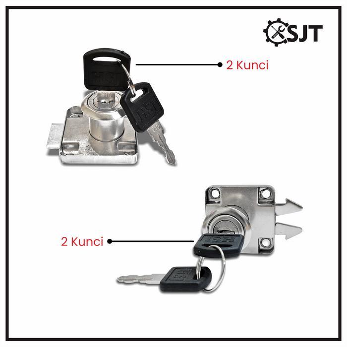 "New" SJT - Kunci Pintu Lemari Geser Sliding 202 Zinc Alloy Drawer Lock / Kunci Laci Padat 138 HSJ