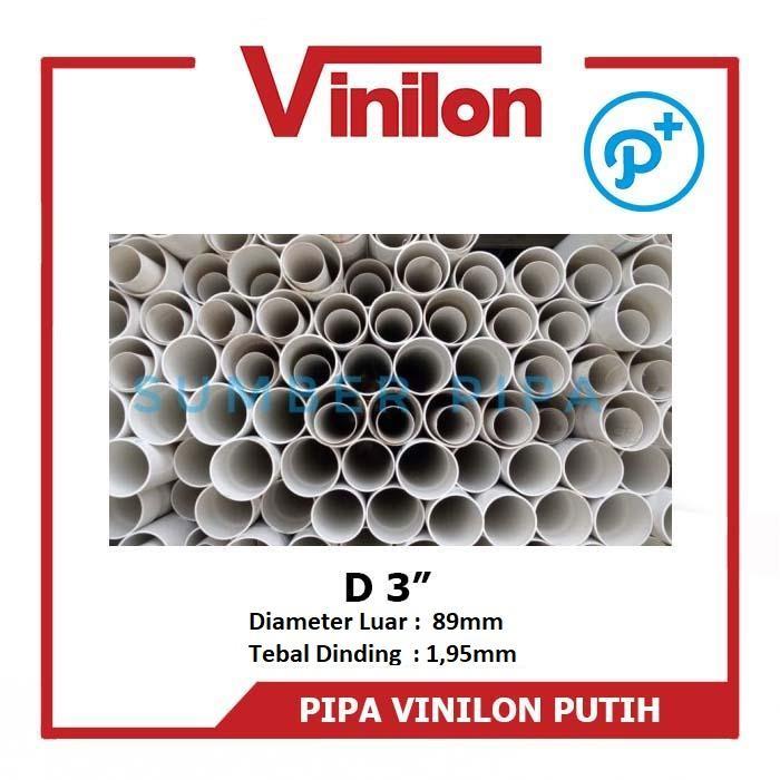 tahumar99 Pipa PVC VINILON Putih D 3" - Paralon 3 Inch Panjang 4M
