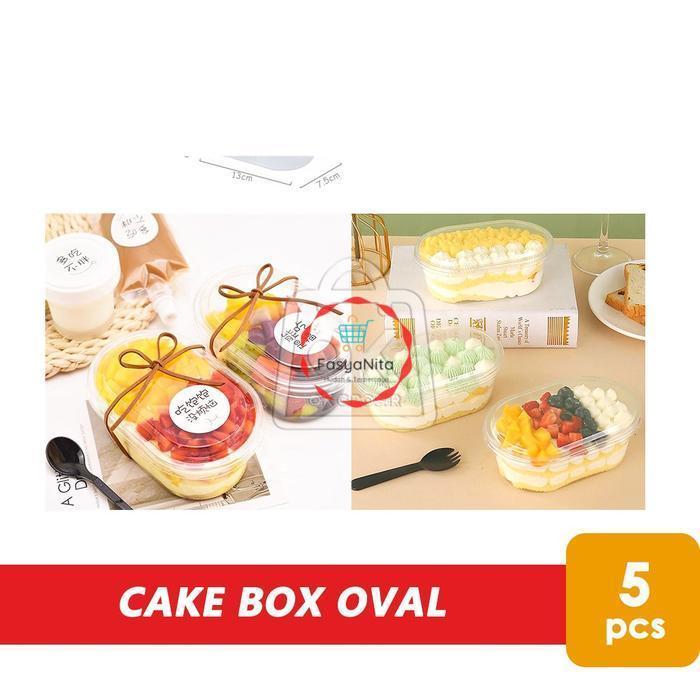 READY STOCK Mika Kue Oval / Cake Box Pudding Cup Oval 13x7,5x5,5cm (1 pack isi 5) - MikaOval 13x7cm-