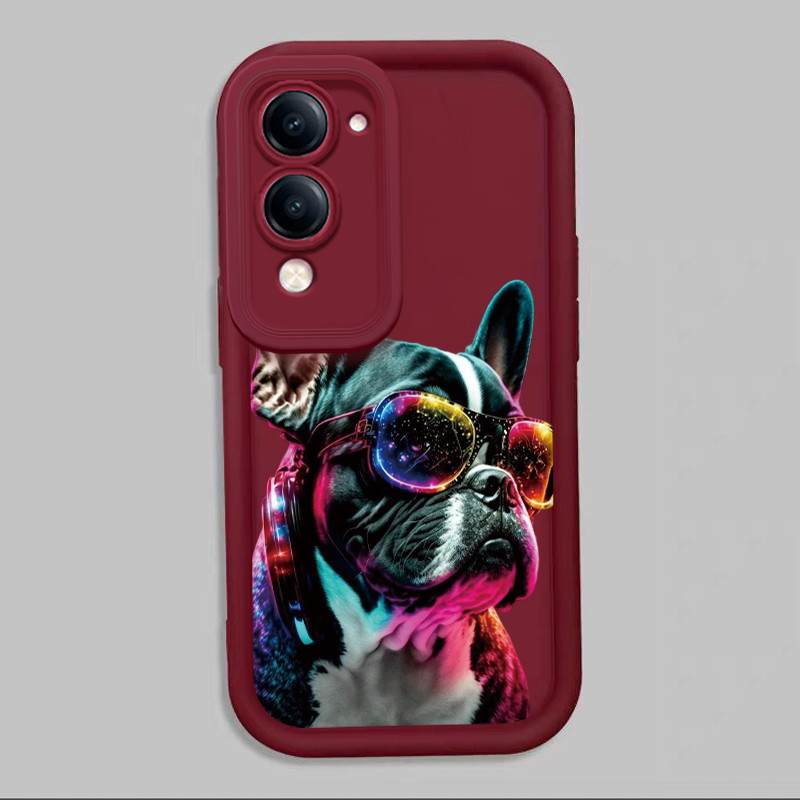 Casing Hp untuk VIVO Y04 Y29s 5G Y19 5G T4 Lite 5G Case Foto French Bulldog tren mode Kasing silikon