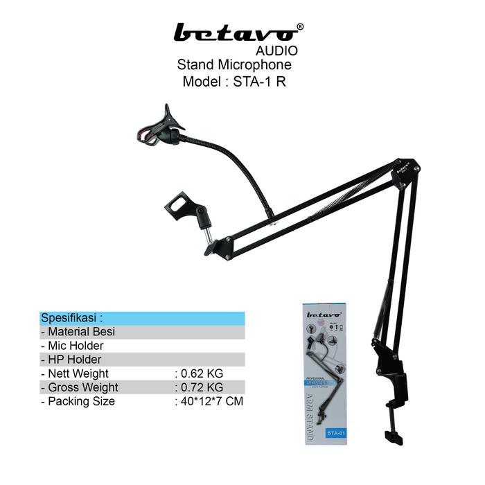 Professional Betavo Audio Stand Microphone Sta-1 R Mic Holder Holder Hp Besi