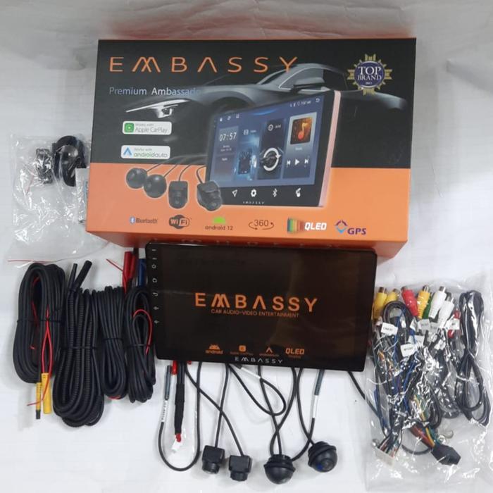 headunit android 9 inch embassy ram 4/64gb free 4 kamera 360°