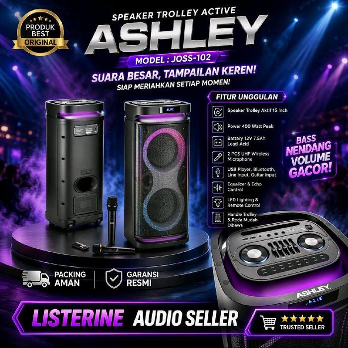 Speaker Portable Wireless Ashley Joss 102 Original 2x 10 inch Bluetooth