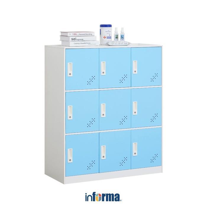 ` Informa Kiev Loker Besi Education 9 Pintu - Putih/Biru Kotak Penyimpanan Lemari Arsip Tempat