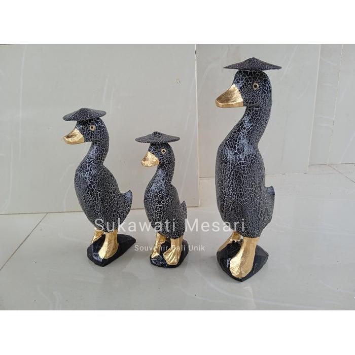 Dekorasi Rumah Hiasan Patung Pajangan Bebek Kayu 1 Paket Isi 3Pcs Handmade Kerajinan Khas Bali Anak