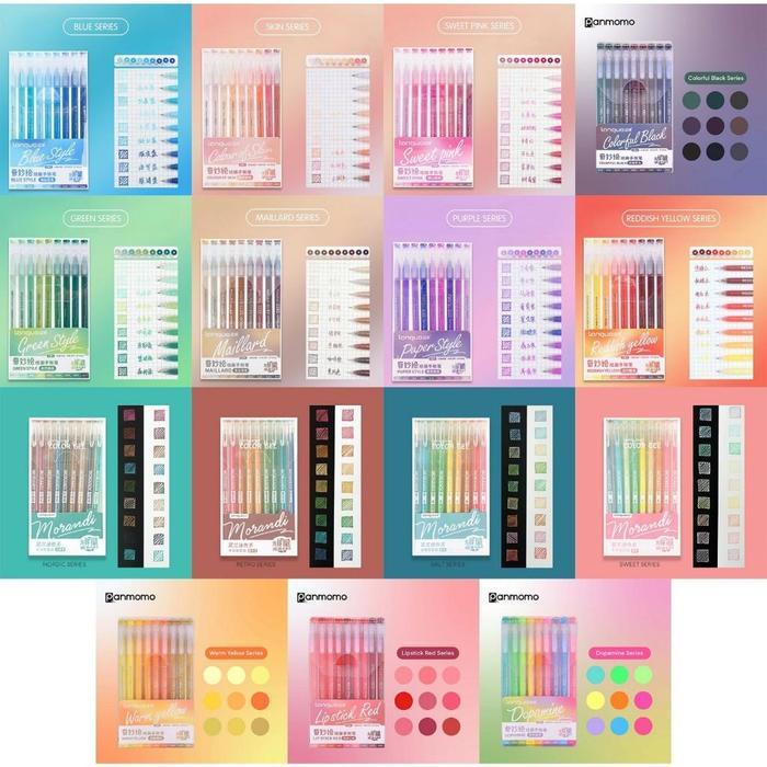 LANGUO MORANDI REAL COLORS GEL PEN /PEN WARNA WARNI SET / PEN UNTUK MENGGAMBAR SET 9PCS