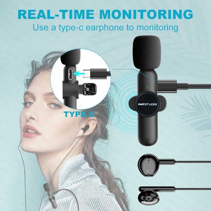 Microphone Jepit Wireless 2 Mic Clip On Hp Smartphone Usb Type-C