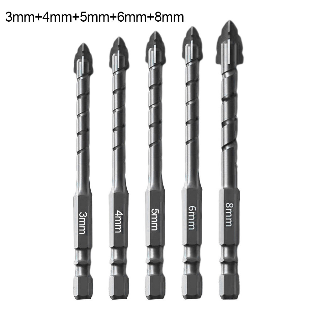 5pcs/set Four-Flute Eccentric Drill Bits Drilling Glass Tile Punching Triangle Drill Bit For Tile,gl