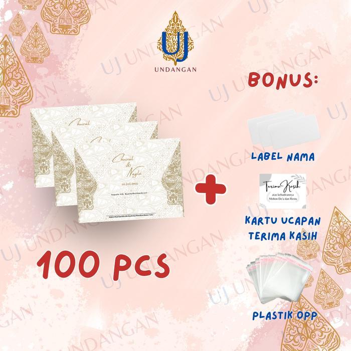 50 pcs [UJ UNDANGAN] HC Horizontal Lipat Dua Undangan Pernikahan BC Gramatur 160 Surat Unik Murah
