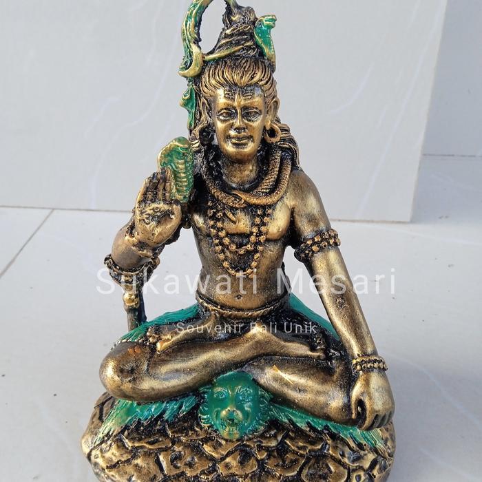 Patung Dewa Siwa Siva Posisi Duduk Bersila Bahan Resin 20cm Kerajinan Khas Bali