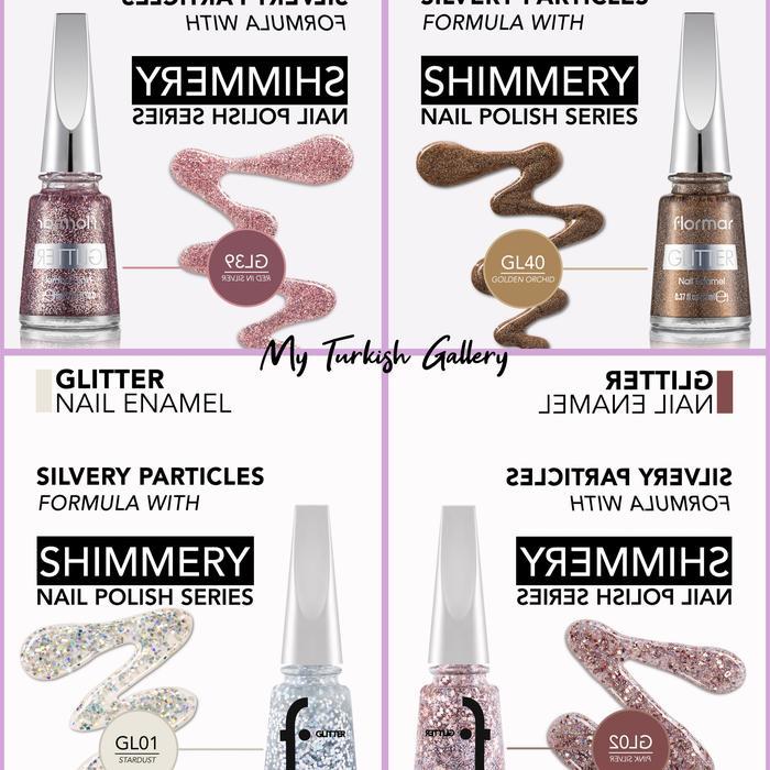 Kutek Glitter Flormar Nail Art Polish Kuku