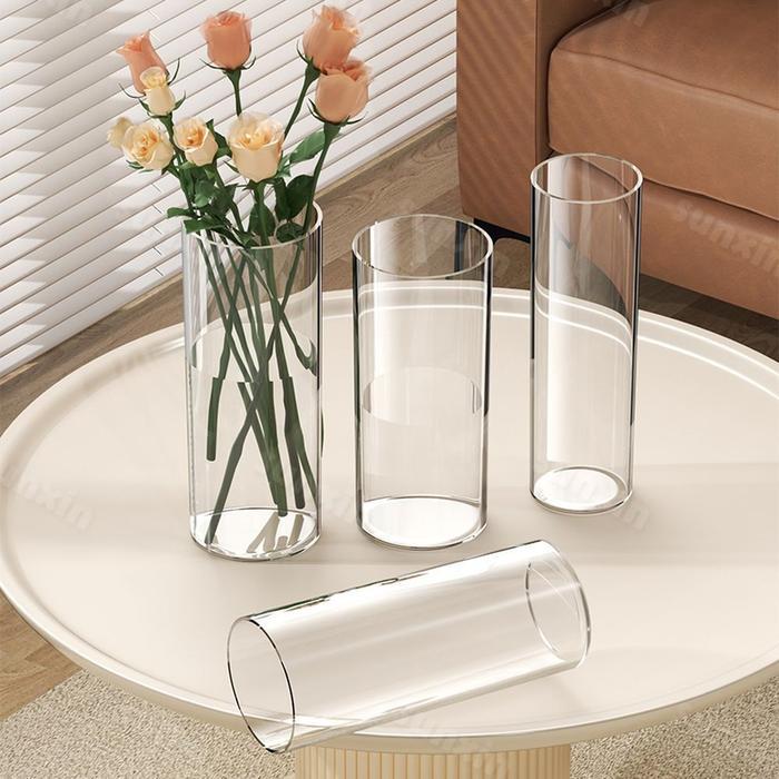 Sunxin Vas Bunga Plastik Bening Diameter 10Cm/12Cm E05/ Vas Plastik Tinggi Bambu / Vas Bamboo / Vas