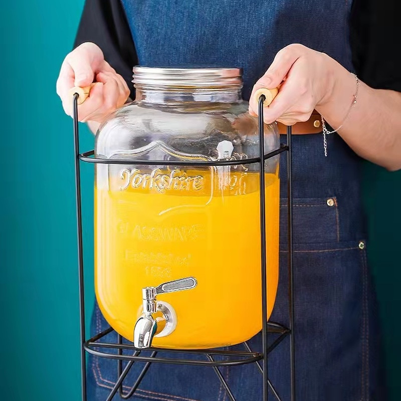 " 4L Glass Jar Party Juice Dispenser Glass Drink Beverage Dispenser "