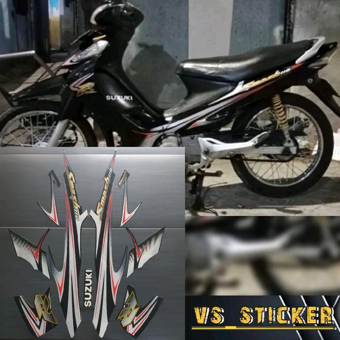STRIPING STICKER LIST STANDART MOTOR SMASH R 110 NEW 2008 MERAH HITAM BIRU PUTIH Motorcycle