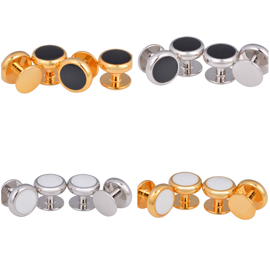 10sets/lot Tuxedo Studs Tail Coat Stud 4pcs Set Black/White Onyx Suit Cufflink Button Men Women's