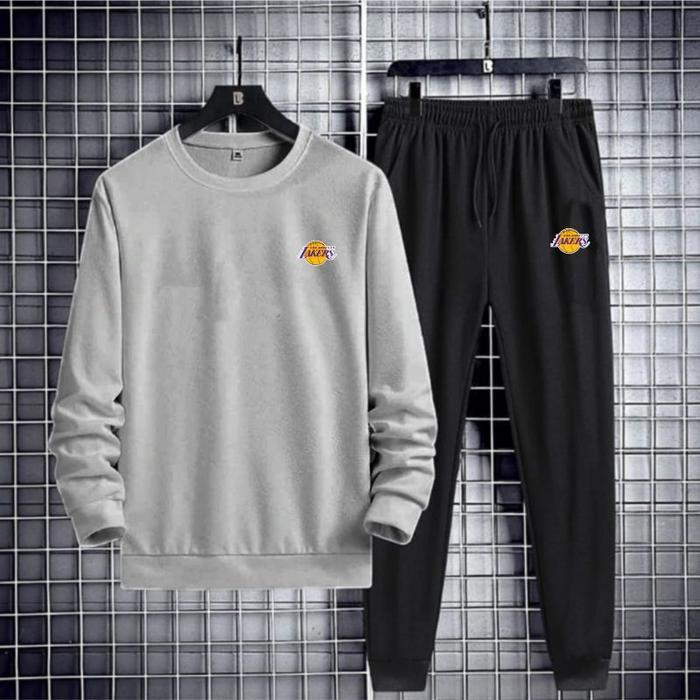 Baju Setelan Crewneck Lakers Pria Dewasa / Setelan Celana Joger / Set Pria Dewasa Viral Trendy