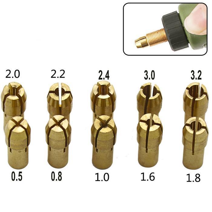 Brass Collet Kuningan Mini Grinder Drill Bor Chuck 1mm 2mm 3mm 3.2mm