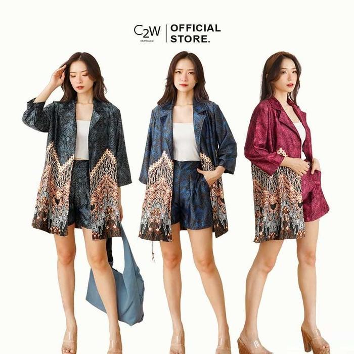 C2W Clothtowear Set Batik Wanita All Size Satin Women'S Clothes 996-Tbp