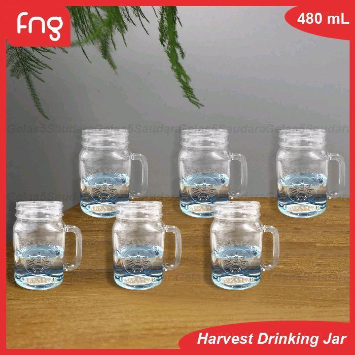 1 Set Isi 6 Pcs Gelas Harvest Drinking Jar/ Gelas Harvest Mug/Harvest Jar/Gelas Mug Jar/Harvest