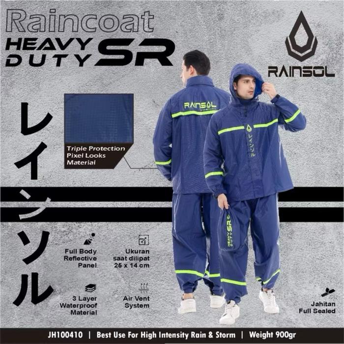 DISKON Jas Hujan Pengendara Motor 100% Waterproof Cuaca Extreme Bahan PVC Serat Benang / Raincoat