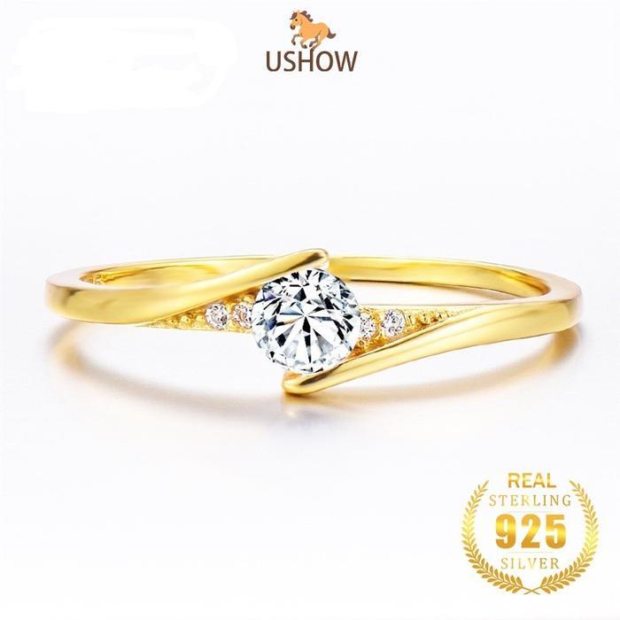 USHOW Cincin Zircon 5A Wanita Perak 925