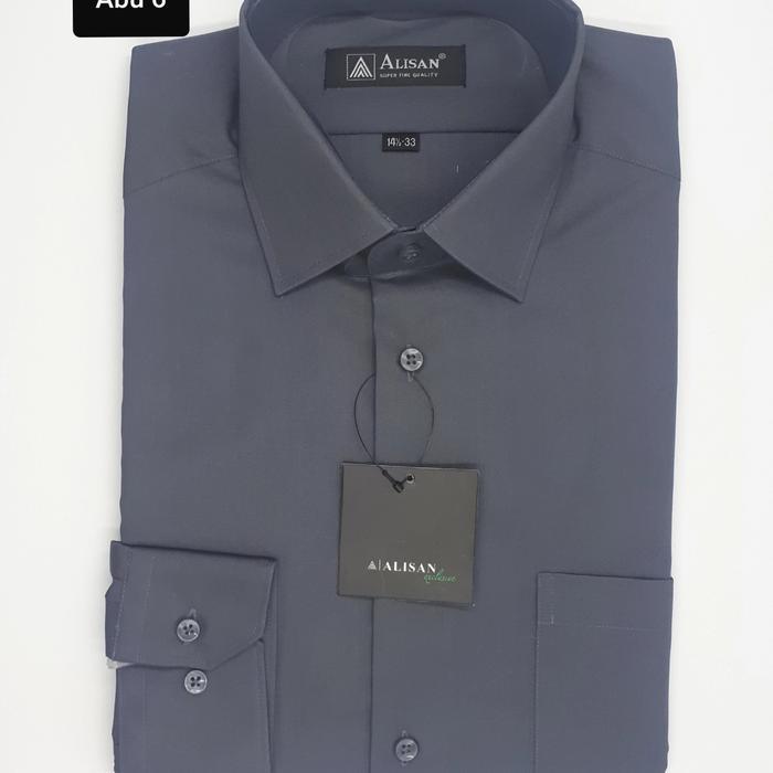 Kemeja Reguler Pria Alisan Lengan Panjang Abu 1 Reguler