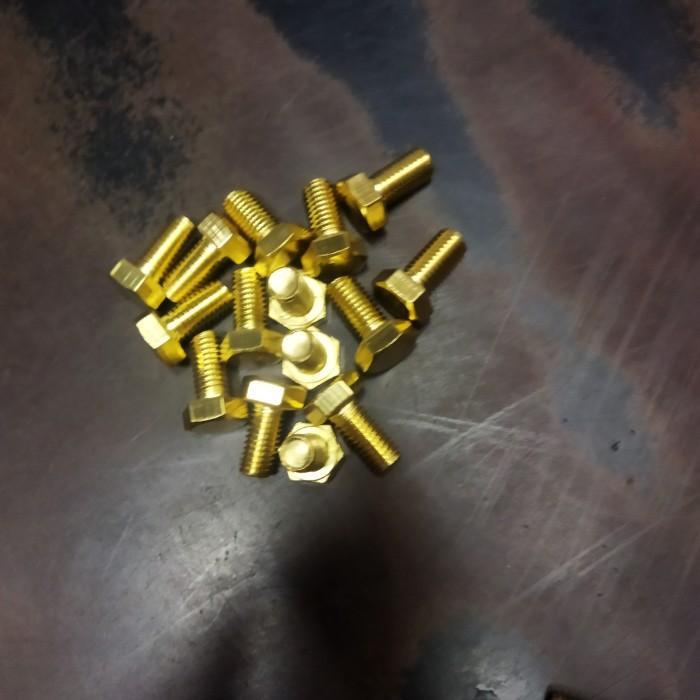baut mur kuningan tembaga , m6x40 kunci 10