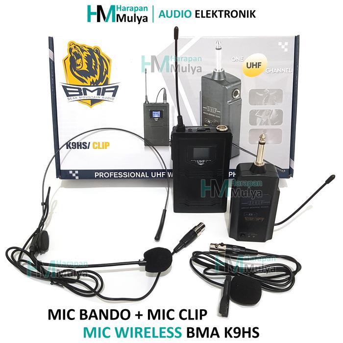 BRG BARU BMA K9HS Mic Wireless Microphone Headset Bando dan Jepit Clip On