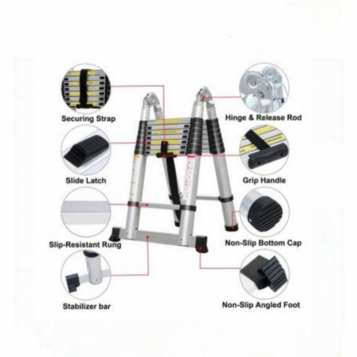 tangga teleskopik double 5 meter alumunium ladder/tangga lipat 5 meter