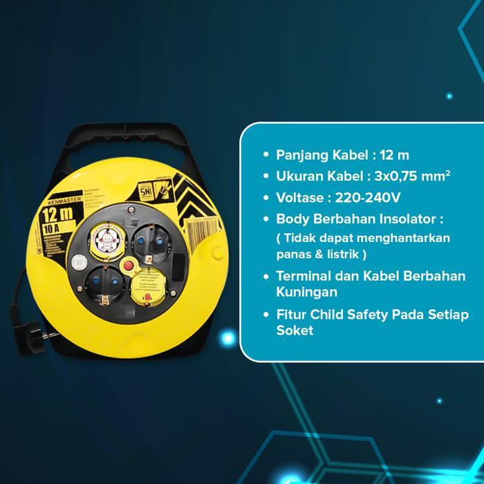 KENMASTER KABEL ROLL 5 / 12 METER (SNI) / COLOKAN LISTRIK GULUNG / ROLL KABEL LISTRIK