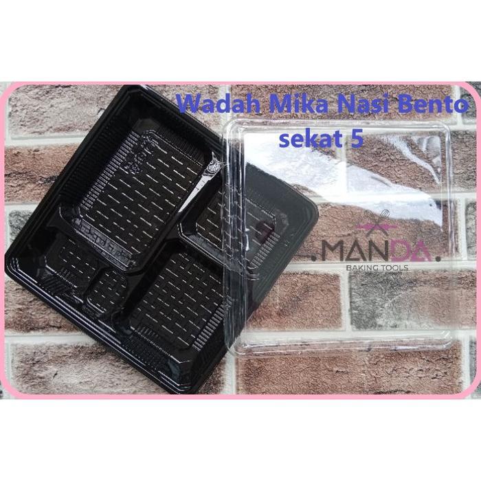 10 pcs Wadah mika hokben kemasan nasi bento hantaran sekat 5