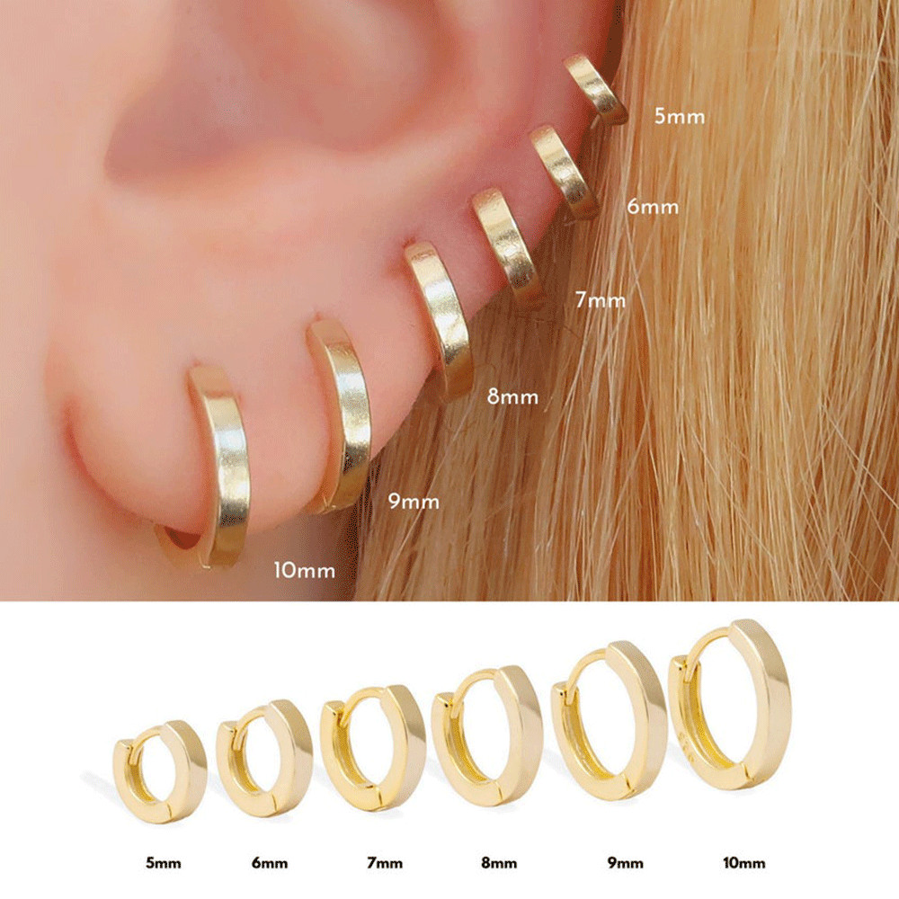 ANDYWEN 925 Sterling Silver Gold Plain 5mm 6mm 7mm 8mm 9mm 10mm Huggies Piercing Clips Hoop Luxury