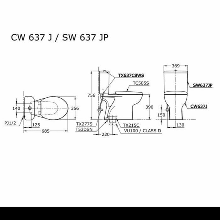 CLOSET DUDUK TOTO CW 637 JP+SW 637 JP+TC 505 SW TUTUP SOF CLOSING