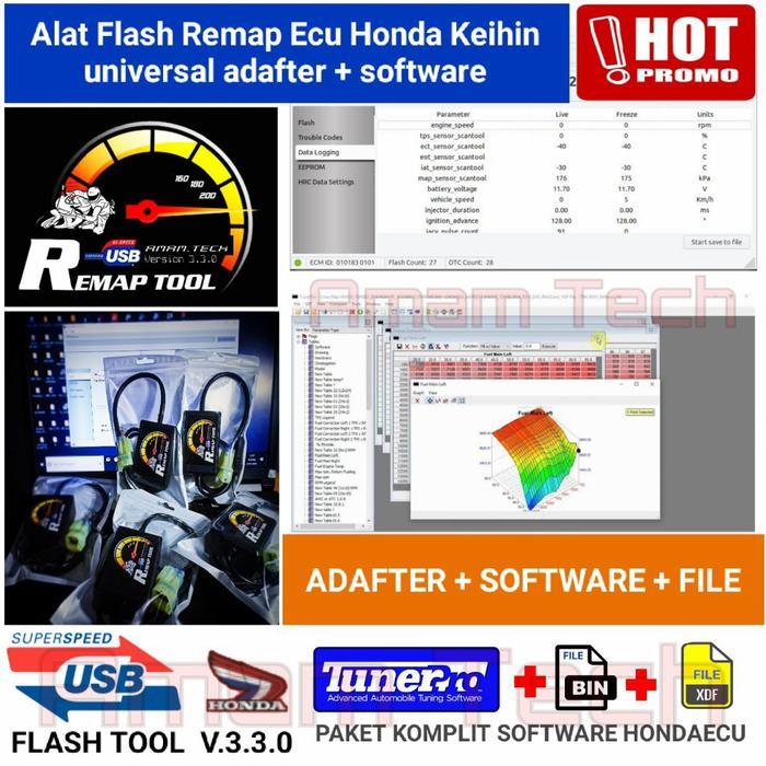 Alat flash remap + software ecu keihin scanner reset motor honda