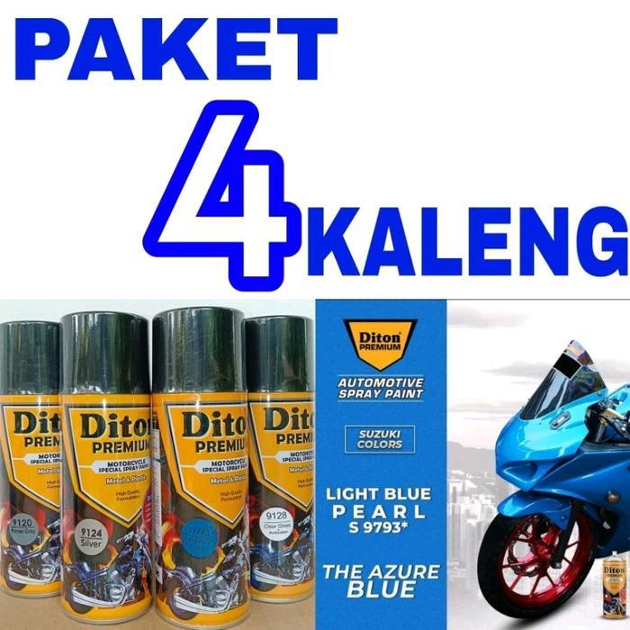 PAKET 4 KALENG pilox pilox diton premium S9793 light blue pearl 400cc 9793 BIRU METALIC