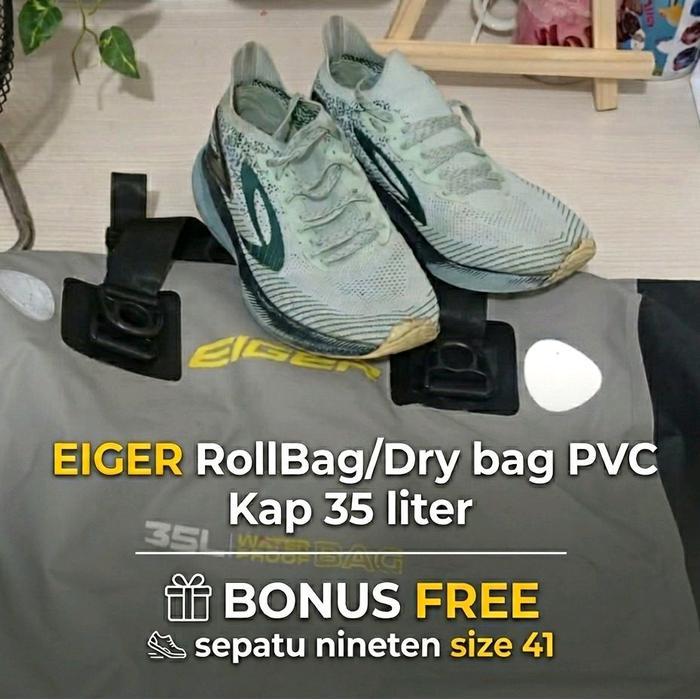 Eiger RollBag/Dry bag Pvc Kap 35 liter Kondisi 85% + Bonus Sepatu Nineten