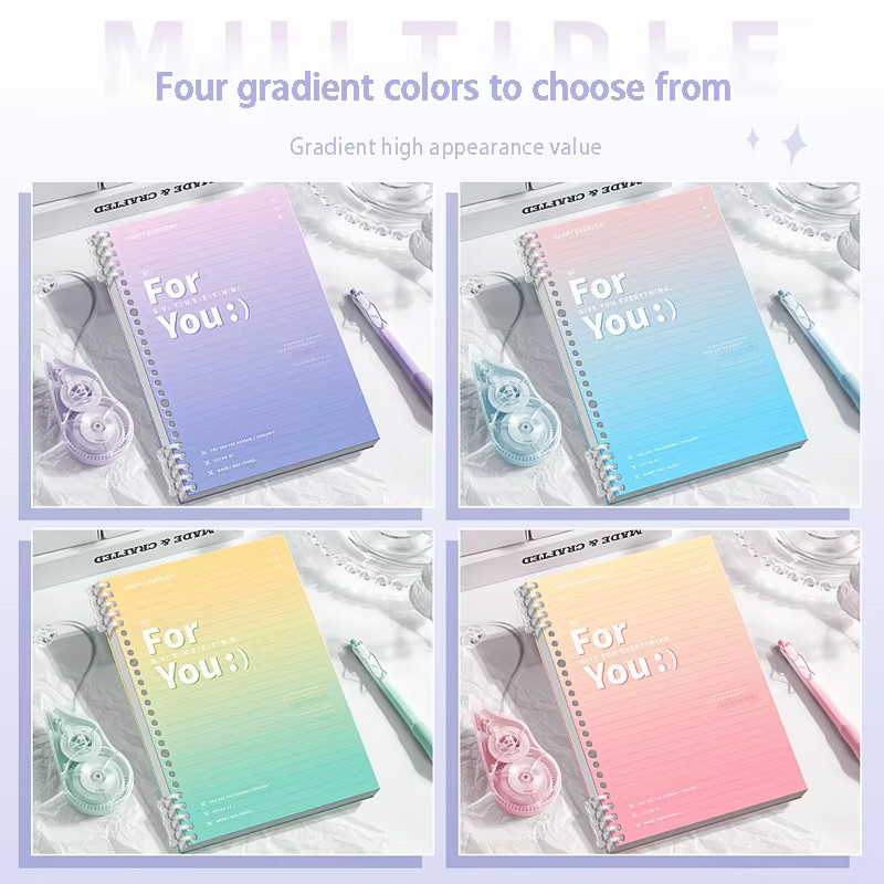 Little Fresh B5 Loose-leaf Notebook Gradient Detachable Thickened Notebook Binder Lined Book Spiral