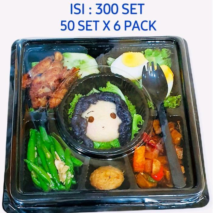 Mika Bento Sekat 6 +Tutupan+Sendok 2in1 isi 50set