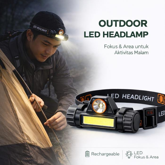 Eiger - Senter Kepala LED Headlamp Outdoor Pendaki Camping Anti air dengan Sensor