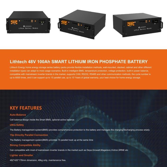 Baterai Lithium Lifepo4 48 V 100 Ah 4.8 Kwh