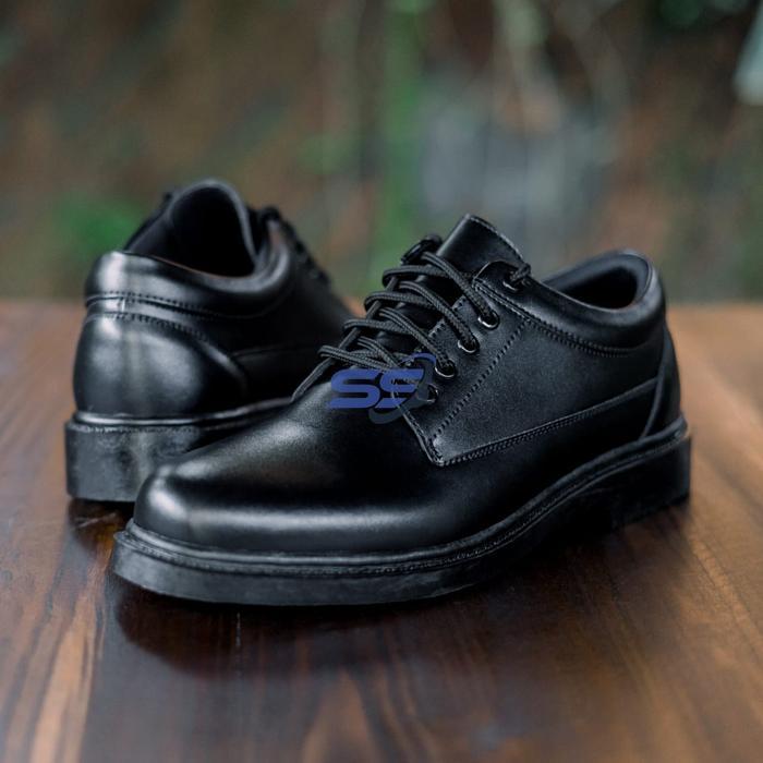 Sepatu Pdh Pendek Tni Ad Polri Security Doff Hitam Glossy Resleting YKK Tali Bulat 120cm Ousole TPR