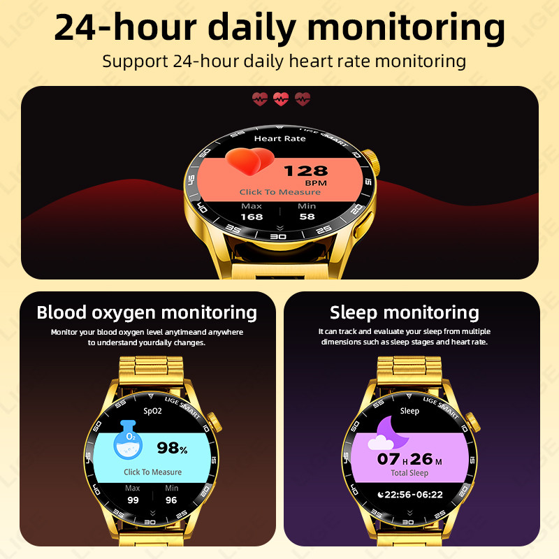 Original LIGE Smart Watch Wireless Call Weather Forecast Magnetic Charging Waterproof Music Control
