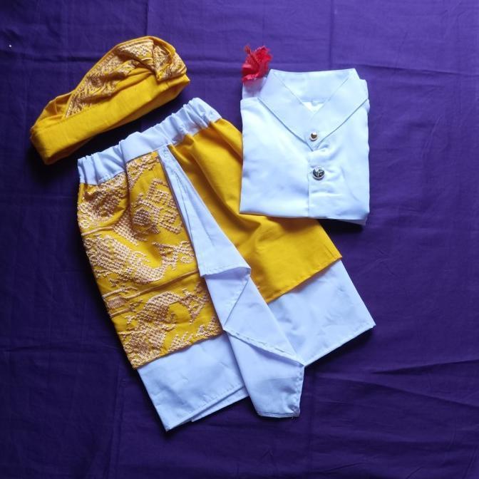 TERJAMIN set setelan kamen saput udeng baju safari anak laki-laki/busana adat bali ke pura anak dan