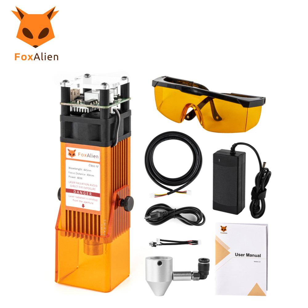 . Foxalien Cnc Laser Engraver Module 40W Fixed-Focus Blue Laser Head -